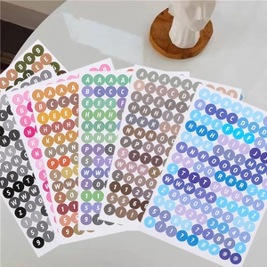 Colorful round alphabet and number stickers set for teacher DIY crafts and organization
