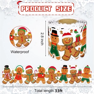 Waterproof 2.8 inch gingerbread man bulletin board border with festive holiday patterns