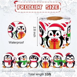 Detail of Christmas penguin bulletin board border measuring 2.8 inches by 33 feet and waterproof
