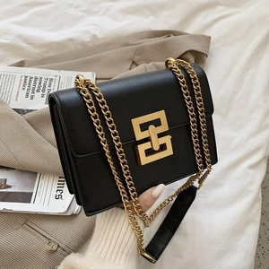 Sac Cabas Carré en Cuir PU Rétro pour Femmes Avec Boucle de Verrouillage en Métal Couleur Unie Sac Bandoulière Usage Quotidien