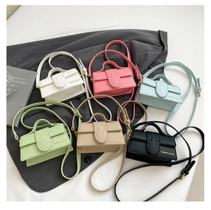 Mini crossbody square bags in six colors with litchi texture and adjustable straps