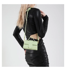 Light green minimalist crossbody bag for women, stylish structured shoulder handbag for daily wear.