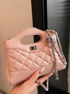 Sac Seau en Cuir PU Matelassé Pour Femmes Sac Bandoulière À La Mode Avec Boule en Métal Décor Petit Sac À Main