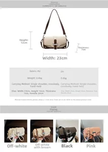 Detailed size chart and specifications for the colorblock crossbody small square bag