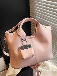 Shiny PU Leather Shoulder Bag For Women Minimalist Hobo Bag With Mini Charm Crossbody Handbag Fashion Versatile Daily Bag