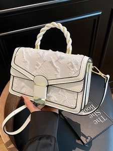 Borsa a Tracolla da Donna Con Ricamo a Farfalla in Pelle PU Piccola Borsa Quadrata Alla Moda Con Manico a Torsione