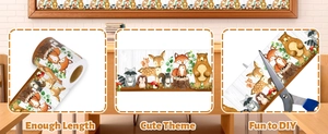 Detail of woodland animal bulletin board borders featuring foxes and bears for classroom