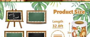 Detail view of woodland animal bulletin board borders showing 32.8ft roll length and 3in width