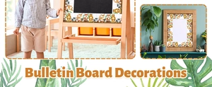 Detail of woodland animal bulletin board borders with cute fox and bear illustrations