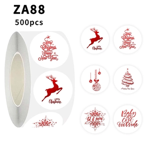 Autocollants Décoratifs Ronds de Noël Étiquettes à Motifs de Renne et Flocon de Neige pour Scellage de Boîtes Cadeaux Enveloppes Décoration de Scrapbooking