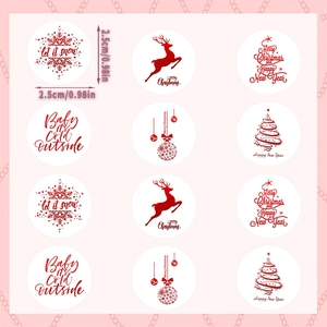 500 autocollants de Noël rouges avec motifs rennes et sapins pour boîtes cadeaux