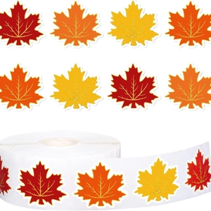 500pcs autumn maple leaf stickers roll with gold foil edges for party and scrapbooking decoration