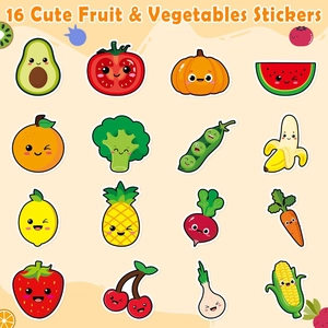 500pcs colorful cartoon fruit and vegetable reward stickers for children with smiley faces