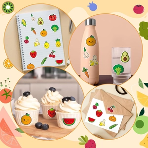 Cute fruit and vegetable reward stickers for kids stationery and water bottle decor