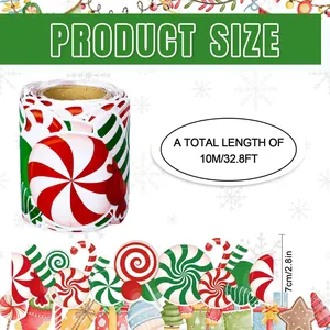 Detailed size specifications for 10m Christmas peppermint candy bulletin board border