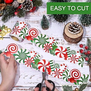 Self-adhesive Christmas peppermint candy bulletin board border roll for festive decoration