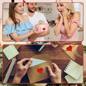 500pcs Red Glitter Heart Stickers for Valentine's Day Gifting and DIY Envelope Seals