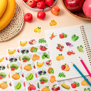Autocollants réalistes fruits et légumes pour enfants DIY et cadeaux de fête