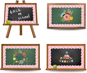 Close-up of pink scalloped bulletin board borders with white and yellow snowflake patterns