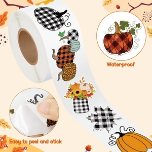 Waterproof autumn pumpkin vinyl stickers with easy to peel and stick functionality