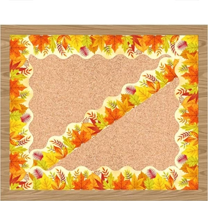 Detail showing wavy maple leaf bulletin board borders with vibrant autumn seasonal colors