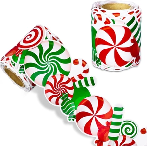 Christmas peppermint bulletin board borders with red and green candy cane stickers roll