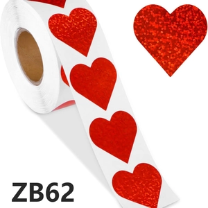 Red Glitter Heart Stickers Sparkle Self Adhesive Labels For Valentine's Day Mother's Day Gift Sealing Decoration Ornament