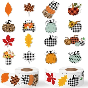 500pcs waterproof autumn pumpkin stickers for scrapbooking and Thanksgiving decor