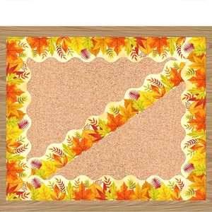 Colorful maple leaf scalloped bulletin board borders for autumn classroom office decor