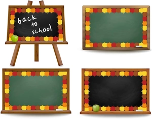 Detail of autumn bulletin board borders with colorful pumpkin die-cut school decor