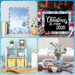 Bordures festonnées de flocons de neige violets et bleus pour décor mural de classe