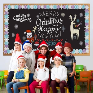 Bordures festonnées de flocons de neige pour décoration murale de classe et bureau en hiver