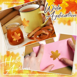 Glitter maple leaf stickers for Thanksgiving, decorating mugs, jars and envelopes