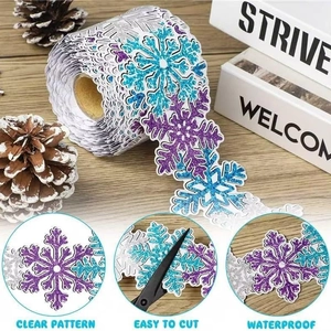 Bordure de flocon de neige de 3 pieds avec paillettes pour tableaux d'affichage d'hiver