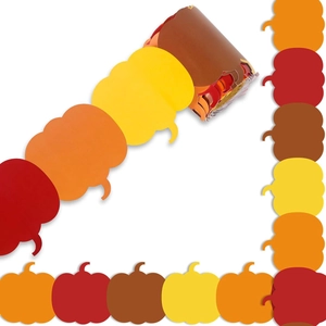 Pumpkin die-cut bulletin board borders in autumn colors for Thanksgiving classroom decor