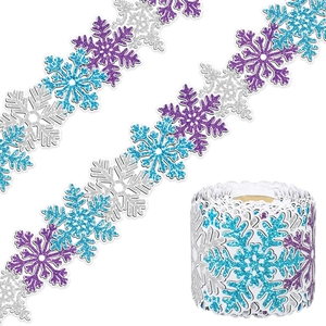Bordure de flocon de neige scintillante de 3 pieds en bleu violet et argent pour décor