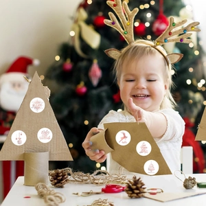 Détails d'autocollants de Noël or rose pour décorations de cadeaux et cartes DIY