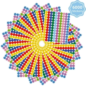 Detail view of 6000 colorful smiley face reward stickers in a radial layered display