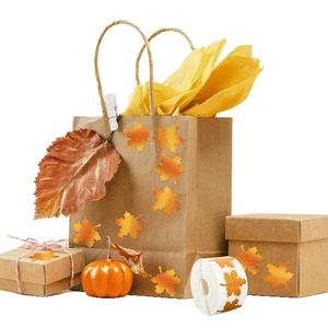 Holographic maple leaf stickers roll for Thanksgiving gift wrapping and autumn decoration
