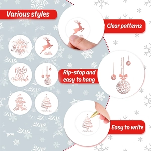 Autocollants de Noël en feuille d'or rose avec flocons et rennes pour emballages