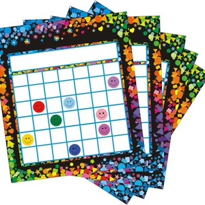 Colorful happy face reward charts for kids with vibrant star and heart stickers