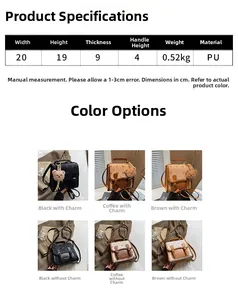 Detailed size specifications for women's mini backpack with vintage monogram print