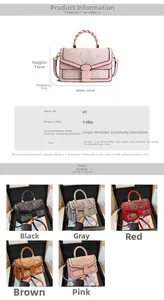Detailed size chart and five-color display of embroidery butterfly shoulder bag