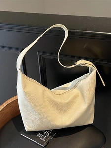 Sac Hobo Grande Capacité Texture Lychee Pour Femmes Mode Décontracté Sac Bandoulière Minimaliste Sac Fourre-tout