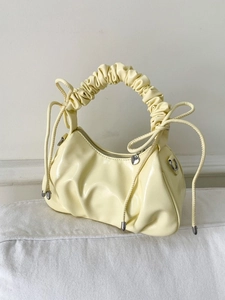 Sac sous le Bras en Cuir PU Plissé à la Mode pour Femmes Couleur Unie Fermeture Éclair Cœur Sac à Main Vintage