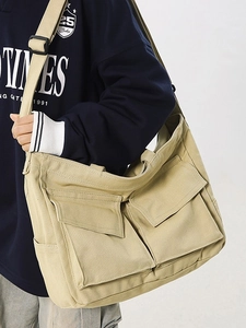 Sac Fourre-Tout en Toile Vintage Grande Capacité Sac à Bandoulière de Travail pour Femmes Étudiants Navettage avec Plusieurs Poches