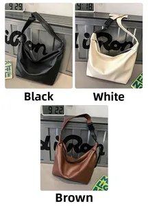 Three-color comparison of minimalist large tote bags in black, white and brown colors