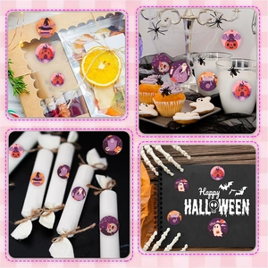 Halloween cartoon stickers roll featuring pumpkin and ghost patterns for gift wrapping