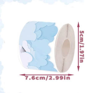 Rouleau de bordure adhésive nuage bleu et blanc, hauteur 5cm, pour décor de tableau