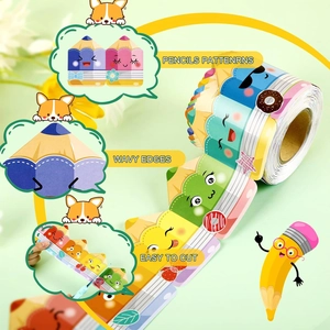 Detail of colorful wavy edge pencil border stickers for classroom and DIY decoration